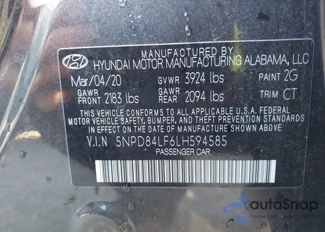 2020 Hyundai Elantra Value Edition from USA, damaged, VIN 5NPD84LF6LH594585